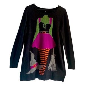 *Verve Ami Halloween Witch Shimmer Sweater Top Black Multi Medium Witchy-core